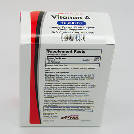 AvPAK Vitamin A 3000mcg(10000IU) 50 ct