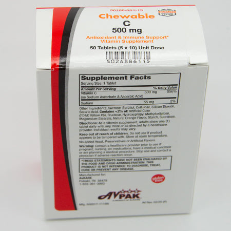 AvPAK Vitamin C 500mg Chewable Tablet 50 Count